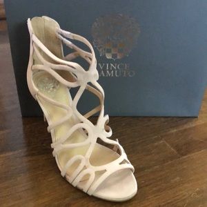 Caged high heeled blush sandals